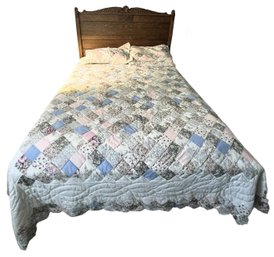 Vintage Wood Bedframe & Hand Quilted Quit