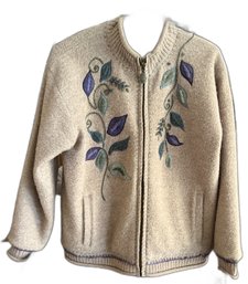 Pretty Embroidered Sweater Jacket Ice Landic - (UB1)