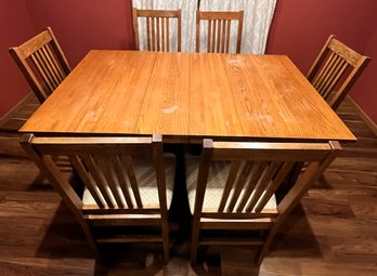 Wood Kitchen Table With 6 Chairs - (K)