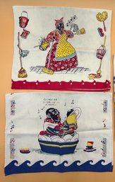 2 Vintage Black Americana Tea Towels