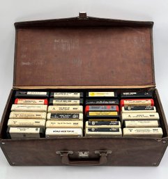 24 Eight Track Cassettes In Vintage Case