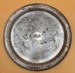 Vintage Engraved Silver Tone Platter