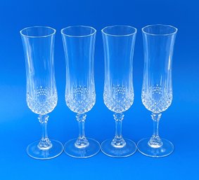 Set Of 4 Vintage Longchamp Cristal D'Arques Champagne Fluted Glasses  - In Original Box