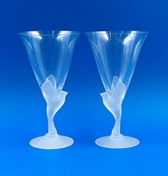2 Sasaki Wings Crystal Wine Glasses