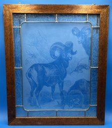 Leaded Glass Wall Hanging Depicting Rams - (A5)