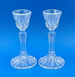 Set Of 2 Crystal Pedestal Candle Stick Holders