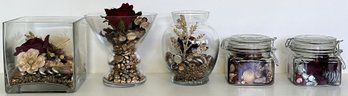 Faux Floral Arrangements In Glass Containers - (b6)