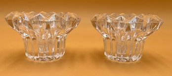 Vintage Pair Of Star Shaped Crystal Candlestick Holders