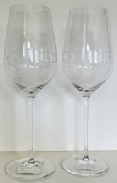 Pair Of Large Stemmed Wine Glasses - (B9)