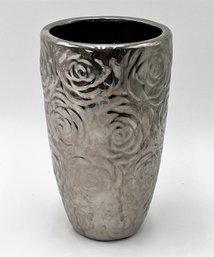 Silver Tone Ceramic Rosette Vase