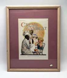 Vintage Cream Of Wheat Cereal With Boy Playing Patty Cake Advertisement In Wood Frame