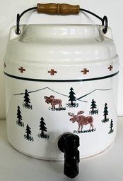 Ceramic Drink Dispenser With Moose & Tree Pattern - (B9)