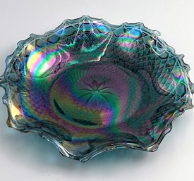 Vintage Indiana Co Iridescent Carnival Glass Diamond Point Dish