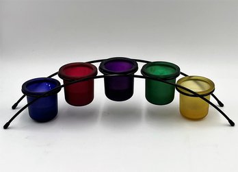 Metal Colorful Glass Candle Holder