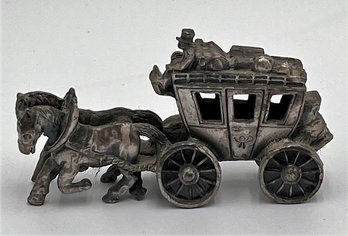 Vintage Horse & Carriage Pewter Metal Art Figurine