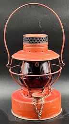 Vintage HANDLAN-CHEYENNE WATER DEPARTMENT Red Glass Lantern - (HTR)