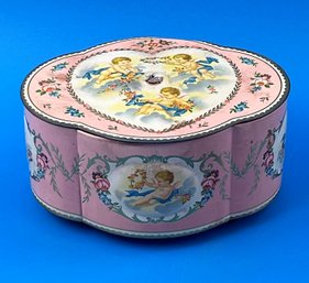 Vintage Baret Ware Pink Footed Tin With Lid - Made In England