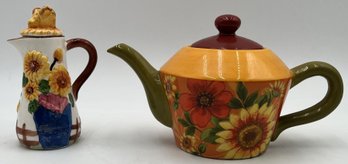 Floral Teapot & Creamer - (LR)