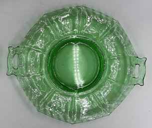 Vintage Green Depression Glass Platter / Charger (d26)