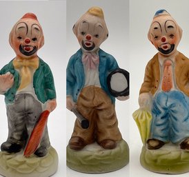 Set Of 3 Vintage Ceramic Hobo Clown Figurines