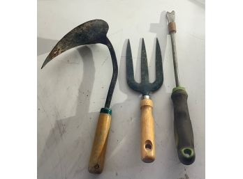 Lot Of 3 Gardening Tools In Garden Bag