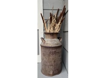 Vintage Milk Can With Cattails