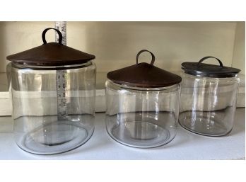 Set Of 3 Glass Canisters