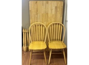 Wood Table With 2 Chairs