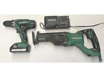 HITACHI Cordless Driver/Drill & Sawzall Set In Carrying Bag