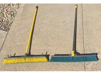 Lot Of 2 Push Brooms