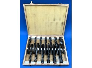 13 Piece Reduced Shank Silver & Demming Drill Bit Set In Wood Case - (T1)