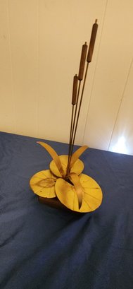 Brass Water Lily With Reeds 13 Inches Tall