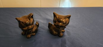 Set Of Two Brass Kittens