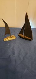 Set Of Two Brass Sail Boats