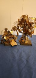 Twisted Brass And Copper Set Of Two Trees