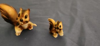 Set Of Two Small Porcelain Squirrels