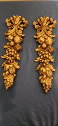 Vintage Fruit And Bow Motif - Syracuse Syroco Wood Gold Gilt Wall Swag