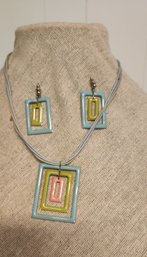 80s Geometric Shaped Necklace And Earrings