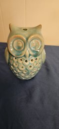 Light Blue Porcelain Owl Candle Holder