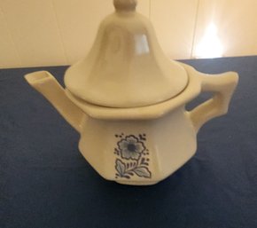 While And Blue Teapot, Perfect Condition - 6.5'