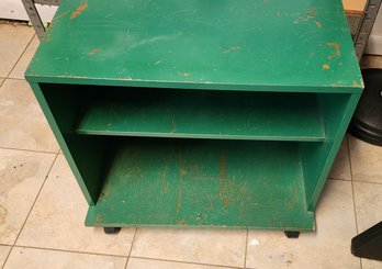 Green Table With Shelfs And Wheels