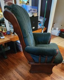 Cherry Wood And Upholstered Living Room Chair