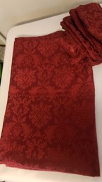 Red Rectangle Tablecloth 84'X56' With Cloth Napkins