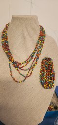Made In India, Colorful Beaded Necklace And Bracelet Set
