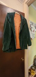 Vintage Green Velvet Coat, Women's Size L
