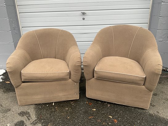 Pair Of Ethan Allen Upholstered Lounge Chairs