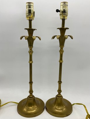 Brass Palm Tree Tabletop Lamps