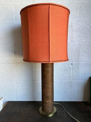 Mid Century Tall Table Lamp Incl. Orange Linen Shade