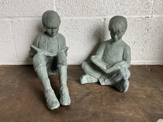 (2) Children Reading Sculptures