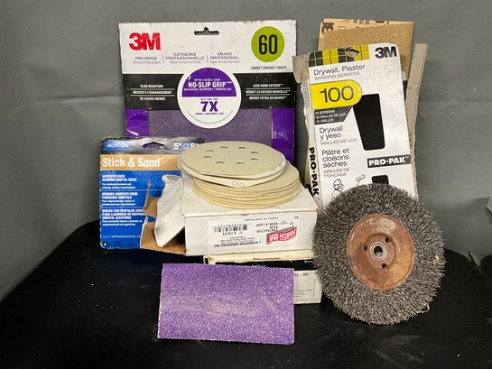 Grouping Of Sanding Discs And Wire Wheel